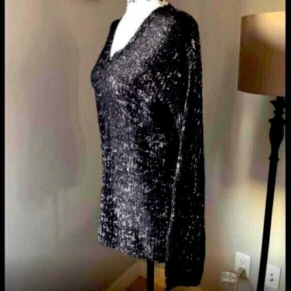 Elena Wang Loose Knit Metallic Shimmer Sweater women’s Sz Small - Picture 2 of 4